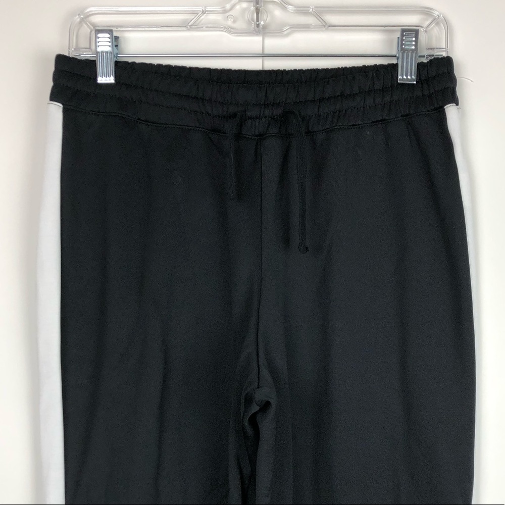 Pink Rose Black w/ White Stripe Workout Sweatpants